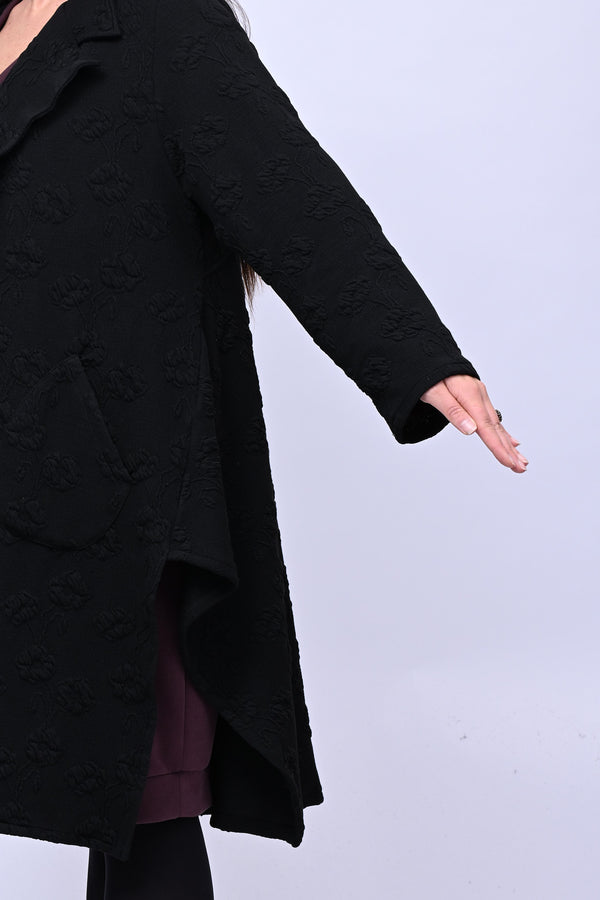 Cappotto felpa goffrato - Nero