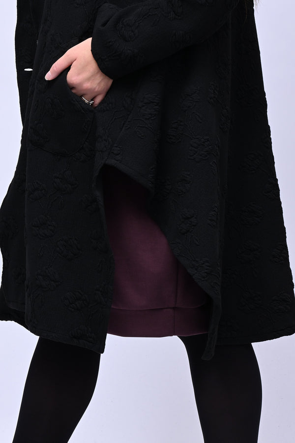 Cappotto felpa goffrato - Nero