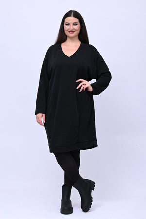 Abito midi neoprene - Nero