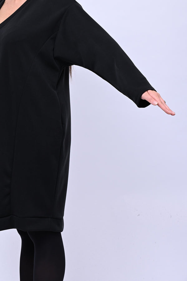 Abito midi neoprene - Nero