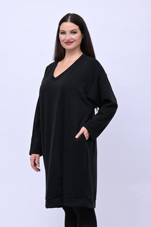 Abito midi neoprene - Nero