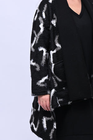 Cappotto bouclè sciallato - Nero/Bianco