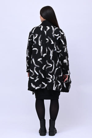 Cappotto bouclè sciallato - Nero/Bianco