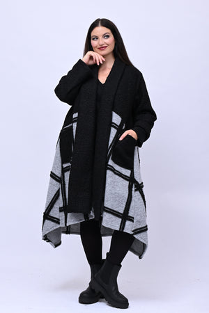 Cappotto bouclè quadri - Grigio