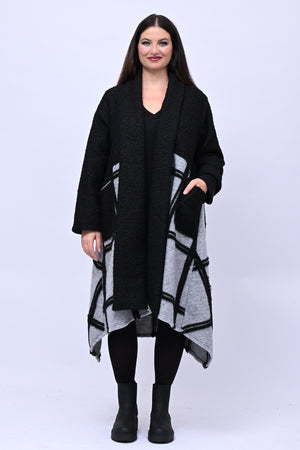 Cappotto bouclè quadri - Grigio