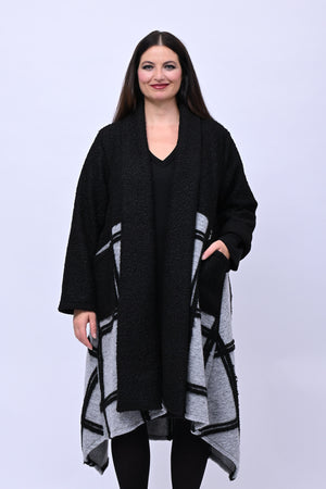 Cappotto bouclè quadri - Grigio