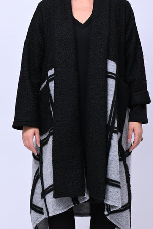 Cappotto bouclè quadri - Grigio