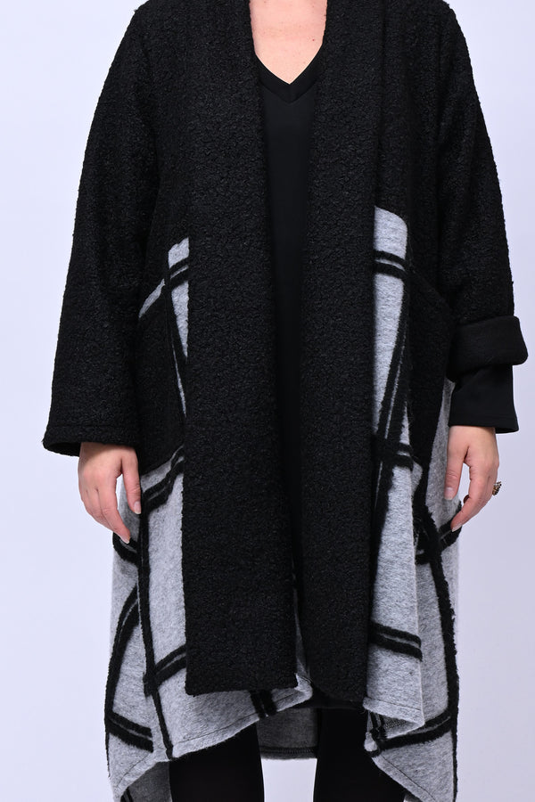 Cappotto bouclè quadri - Grigio