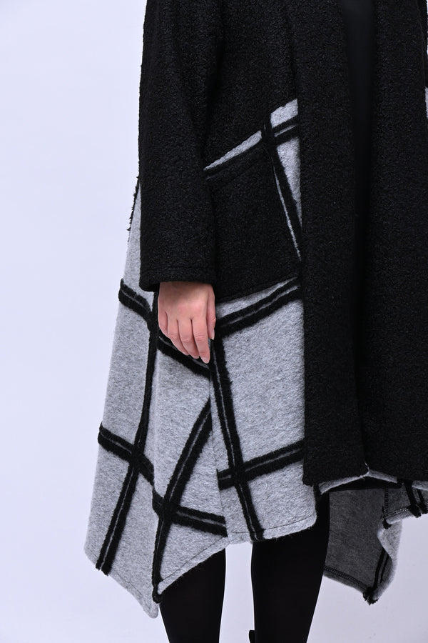 Cappotto bouclè quadri - Grigio