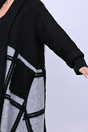 Cappotto bouclè quadri - Grigio
