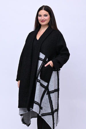 Cappotto bouclè quadri - Grigio