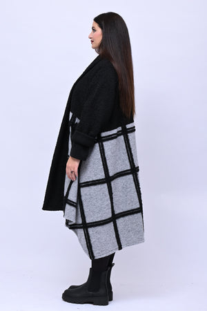 Cappotto bouclè quadri - Grigio