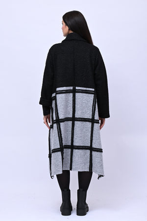 Cappotto bouclè quadri - Grigio