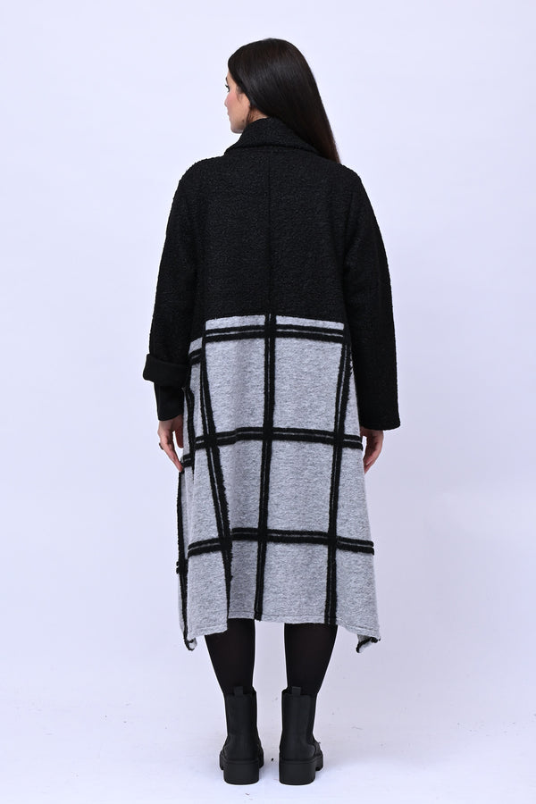 Cappotto bouclè quadri - Grigio
