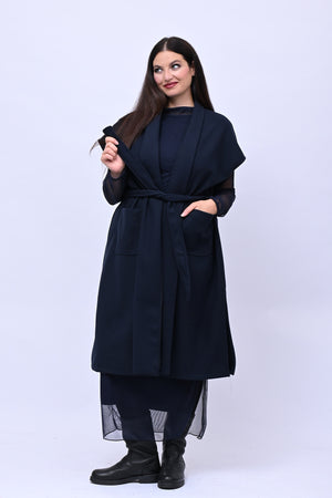 Cappotto gilet cinta - Blu