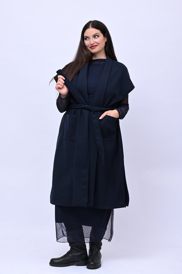 Cappotto gilet cinta - Blu