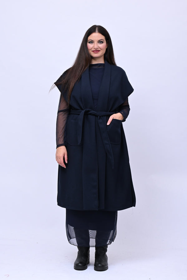 Cappotto gilet cinta - Blu
