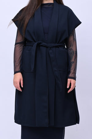 Cappotto gilet cinta - Blu