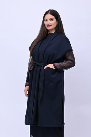 Cappotto gilet cinta - Blu