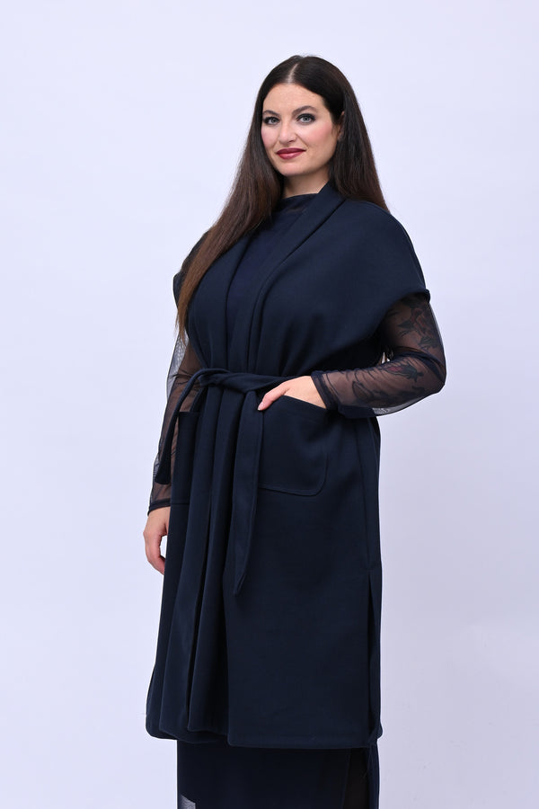 Cappotto gilet cinta - Blu