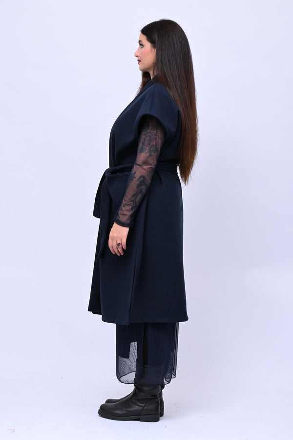 Cappotto gilet cinta - Blu