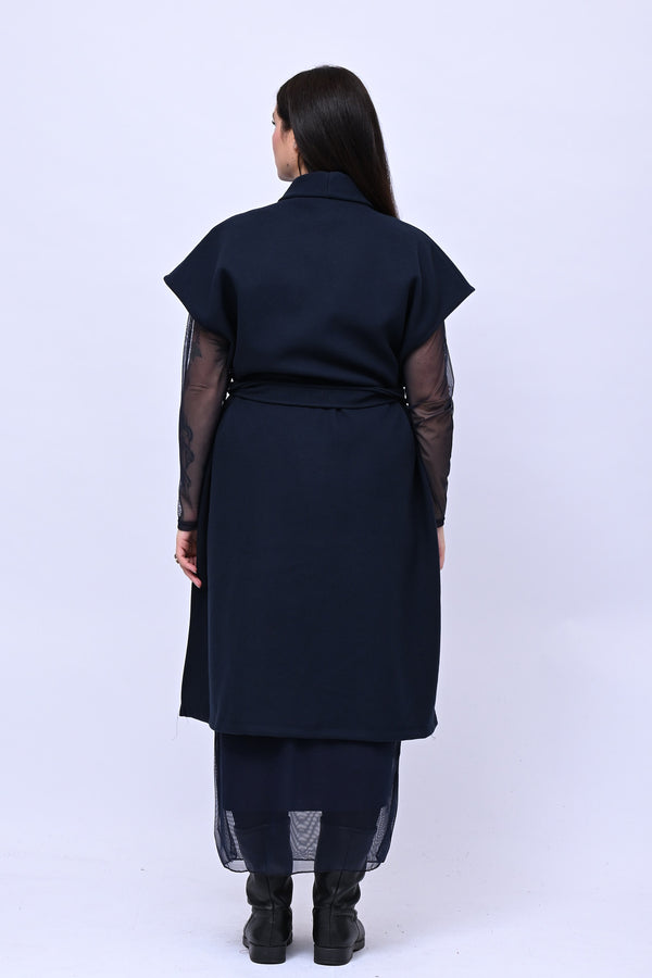 Cappotto gilet cinta - Blu