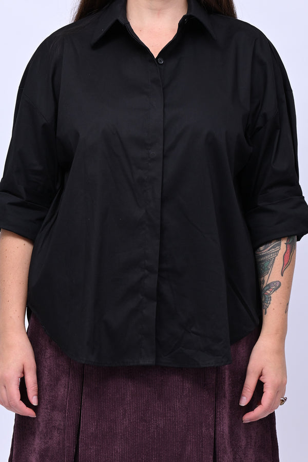 Camicia basic cotone - Nero
