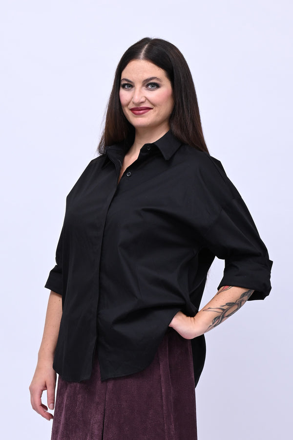 Camicia basic cotone - Nero
