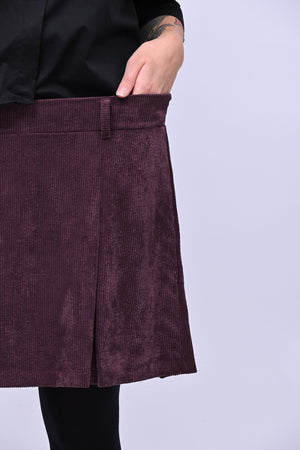 Shorts effetto gonna velluto - Melanzana