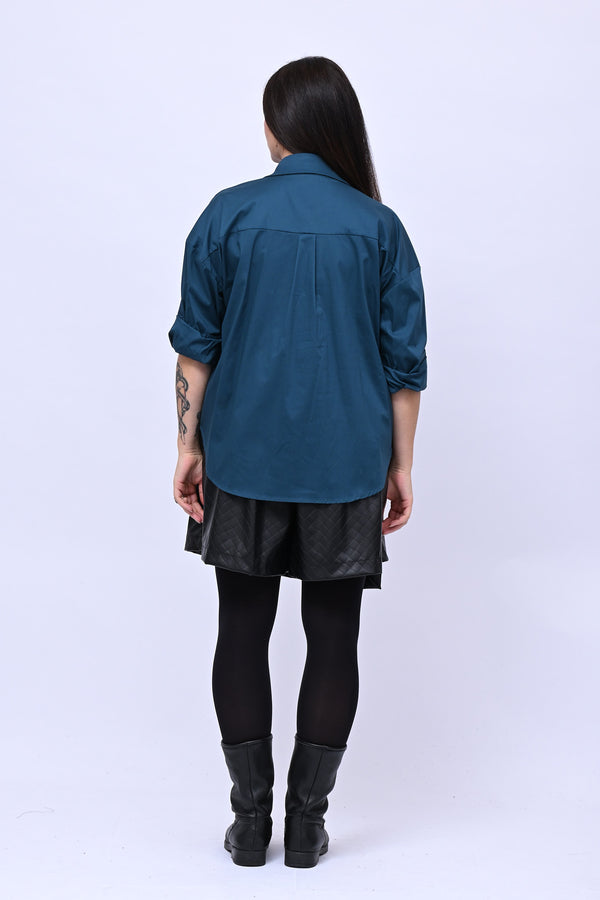 Shorts effetto gonna ecopelle - Nero