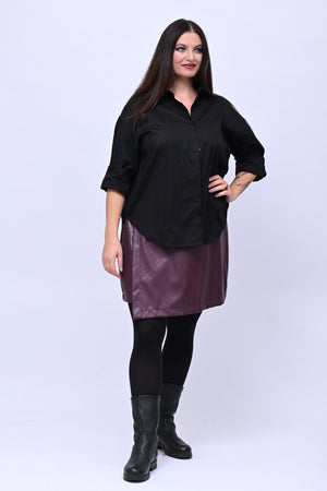 Shorts effetto gonna ecopelle - Vino