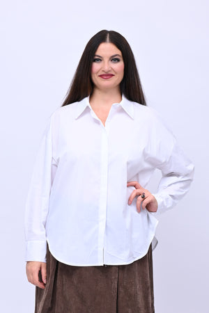 Camicia basic cotone - Bianco
