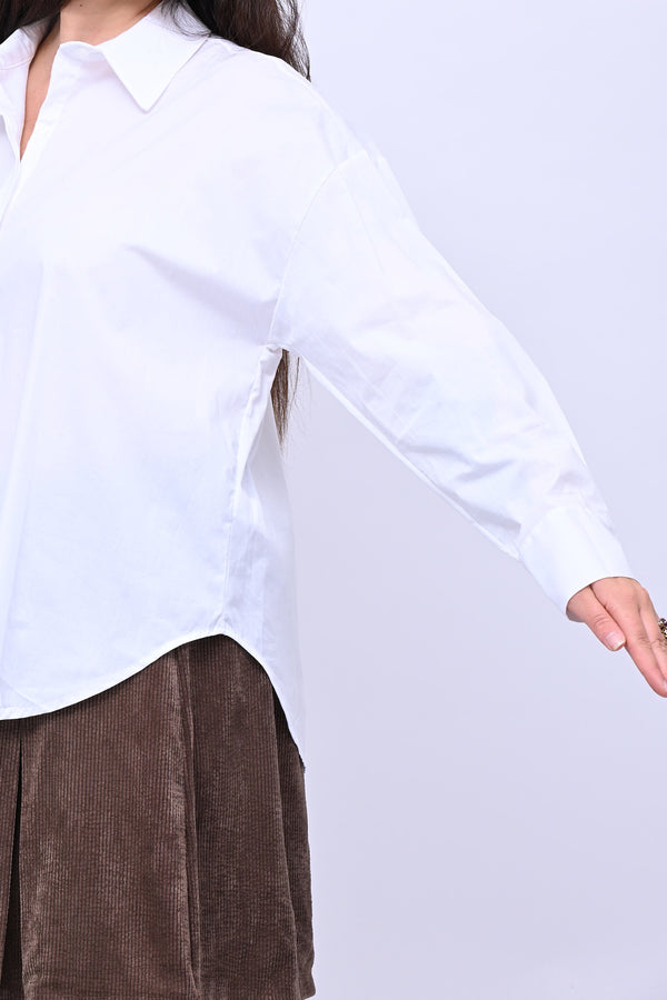 Camicia basic cotone - Bianco