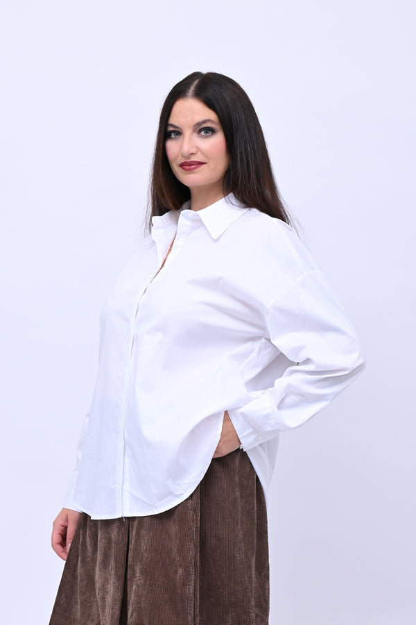 Camicia basic cotone - Bianco