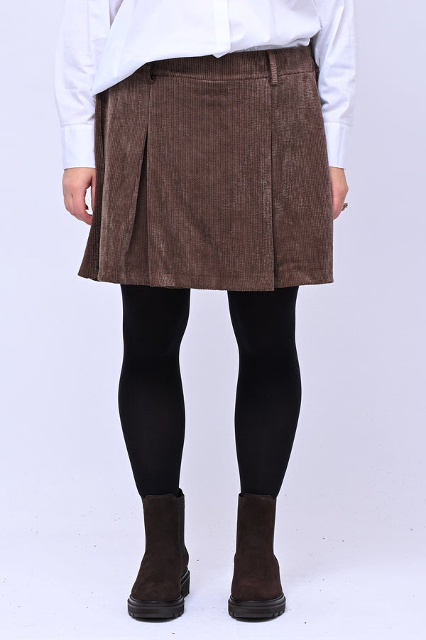 Shorts effetto gonna velluto - Moro