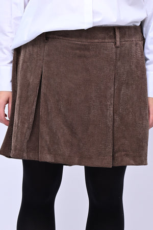 Shorts effetto gonna velluto - Moro