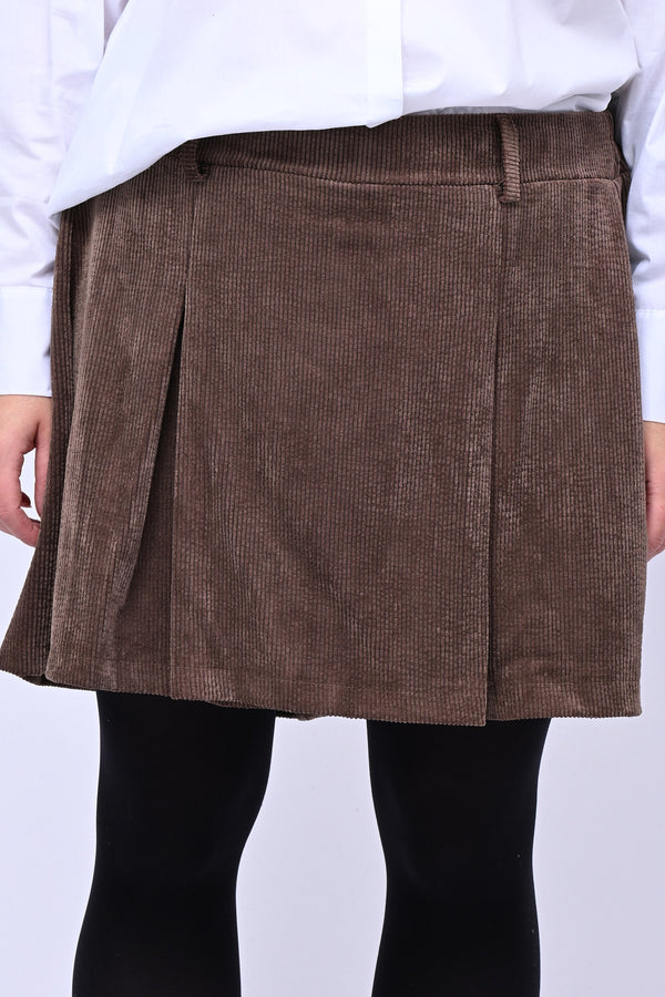 Shorts effetto gonna velluto - Moro