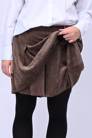 Shorts effetto gonna velluto - Moro
