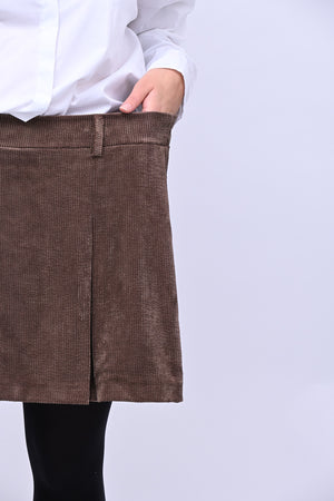 Shorts effetto gonna velluto - Moro