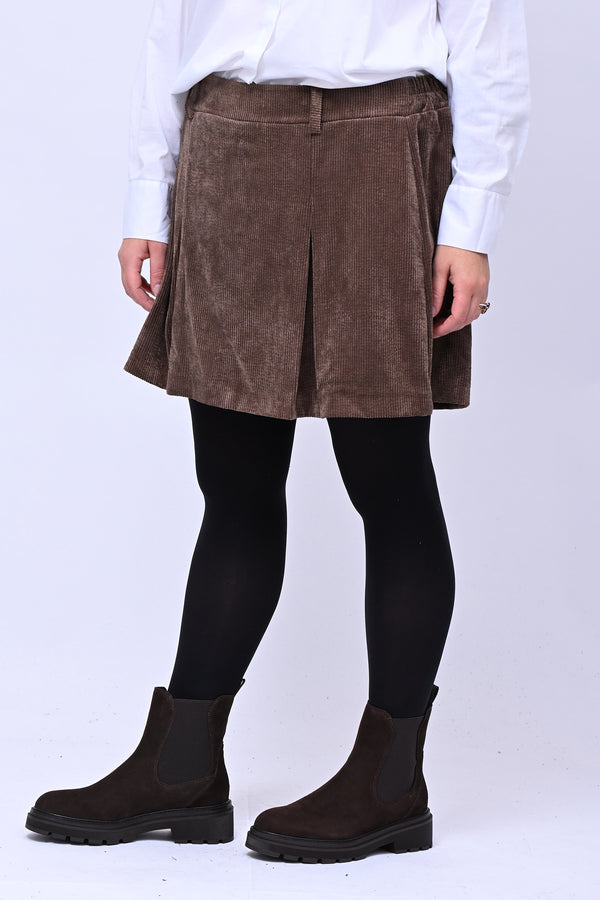 Shorts effetto gonna velluto - Moro