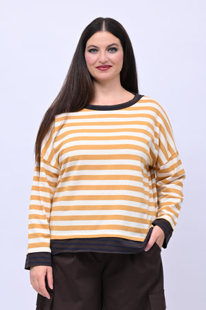 T-shirt scatola doppia riga - Ocra