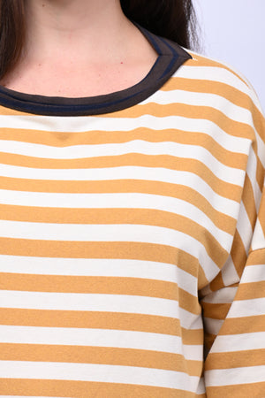 T-shirt scatola doppia riga - Ocra