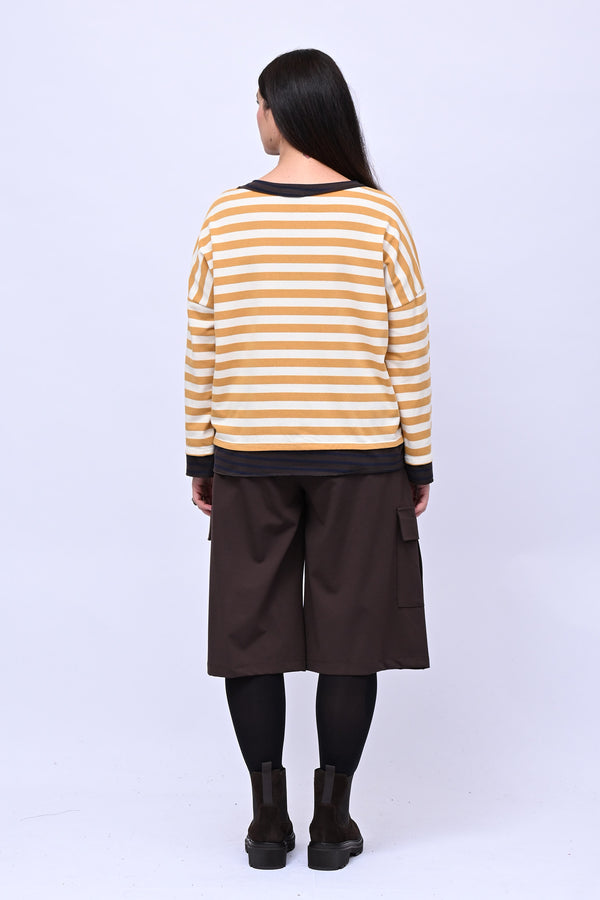 T-shirt scatola doppia riga - Ocra