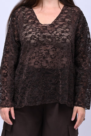 Maglia devorè scollo V - Moro