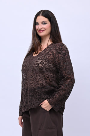 Maglia devorè scollo V - Moro