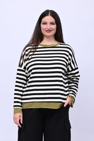 T-shirt scatola doppia riga - Nero