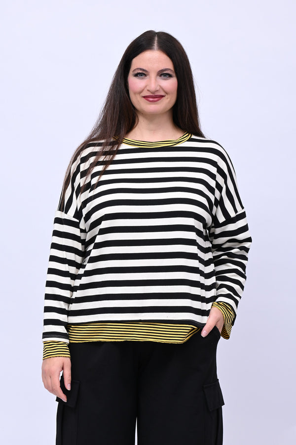 T-shirt scatola doppia riga - Nero