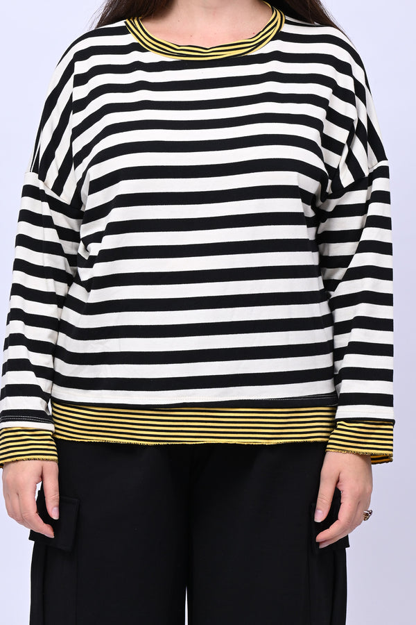 T-shirt scatola doppia riga - Nero