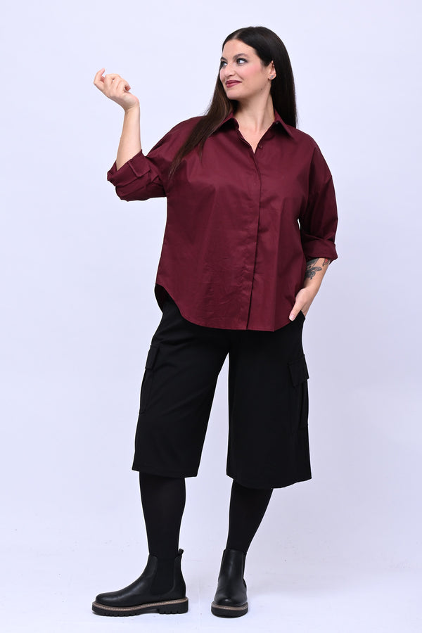 Camicia basic cotone - Vino
