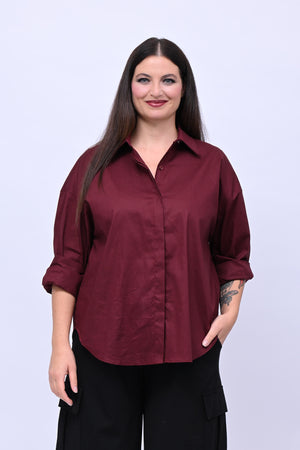 Camicia basic cotone - Vino